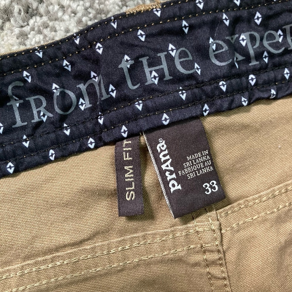 Prana Slim Fit Pants Mens 33 Brown Organic Cotton Blend Stretch 5-Pocket - Picture 3 of 10